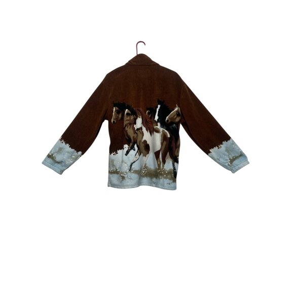 Kokopelli Horses Novelty Fleece Jacket Medium Full Zip Rodeo Cowgirl Cowboy Ranc - Picture 2 of 14